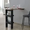 Table De Bar Bromölla 120 X 45 X 106 Cm Effet Chêne Foncé Noir [en.casa]