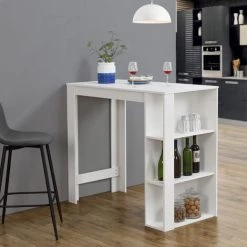 Table De Bar Danderyd 3 Étagères 120x60x106 Cm Blanc [en.casa]