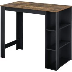 Table De Bar Danderyd 3 Étagères 120x60x106 Cm Noir Chêne Foncé [en.casa] -Table haute et bar Soldes 28855017 2