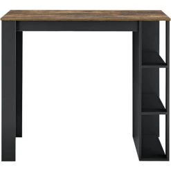 Table De Bar Danderyd 3 Étagères 120x60x106 Cm Noir Chêne Foncé [en.casa] -Table haute et bar Soldes 28855017 4
