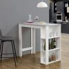Table De Bar Danderyd 3 Étagères 120x60x106 Cm Blanc Effet Béton [en.casa] -Table haute et bar Soldes 28855021 1