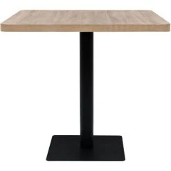 TRUE DEAL Table De Bistro MDF Et Acier Carré 80x80x75 Cm Couleur De Chêne -Table haute et bar Soldes 28909652 2