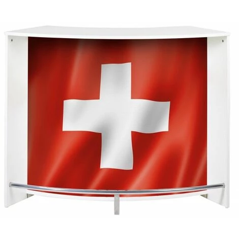 BEAUX MEUBLES PAS CHERS Meuble Bar, Meuble Comptoir Blanc 135 Cm - Coloris: Drapeau Suisse 650 4 BEAUX MEUBLES PAS CHERS Meuble Bar, Meuble Comptoir Blanc 135 Cm - Coloris: Drapeau Suisse 650 – Image 2