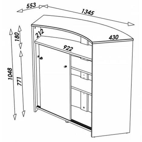 BEAUX MEUBLES PAS CHERS Comptoir D'Acceuil 2 Portes 135 Cm Face Noire - Coloris: Noir 5 BEAUX MEUBLES PAS CHERS Comptoir D'Acceuil 2 Portes 135 Cm Face Noire - Coloris: Noir â Image 3