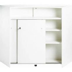 BEAUX MEUBLES PAS CHERS Comptoir D'Acceuil 2 Portes Blanc 135 Cm - Coloris: Capitons 911