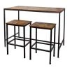 WILTEC Table Haute De Bar Vintage Contemporain 120x60x90cm 2 Tabourets Cadre En Métal Solide Montage Simple -Table haute et bar Soldes 29056495 1