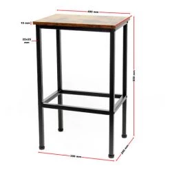 WILTEC Table Haute De Bar Vintage Contemporain 120x60x90cm 2 Tabourets Cadre En Métal Solide Montage Simple -Table haute et bar Soldes 29056495 5