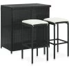 Ensemble De Bar 3 Pcs Résine Tressée Noir VidaXL -Table haute et bar Soldes 29070071 1