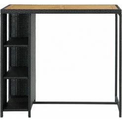 VidaXL Table De Bar Avec Rangement Noir 120x60x110 Cm Résine Tressée - Noir -Table haute et bar Soldes 29070108 2