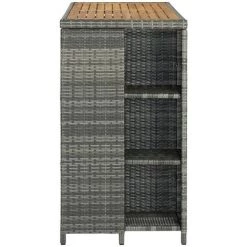 VidaXL Table De Bar Avec Rangement Gris 120x60x110 Cm Résine Tressée - Gris -Table haute et bar Soldes 29070122 3