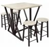 URBAN LIVING Table Haute Avec Tabourets Design Industriel Dock - 80 X 80 X 89 - Noir