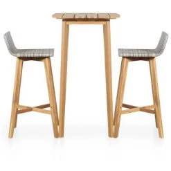 TRUE DEAL Mobilier De Bistro 3 Pcs Bois D'acacia Solide -Table haute et bar Soldes 29746536 2