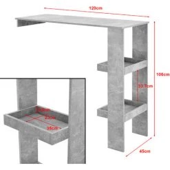 Table De Bar Sölvesborg 2 Compartiments Murale Effet Béton [en.casa] -Table haute et bar Soldes 29885066 3