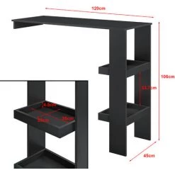 Table De Bar Sölvesborg 2 Compartiments Murale Noir [en.casa] -Table haute et bar Soldes 29885080 3