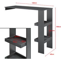 Table De Bar Sölvesborg 2 Compartiments Murale Gris Foncé [en.casa] -Table haute et bar Soldes 29885094 3