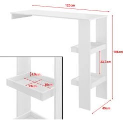Table De Bar Sölvesborg 2 Compartiments Murale Blanc [en.casa] -Table haute et bar Soldes 29885107 3