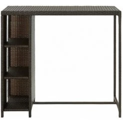 ASUPERMALL Table De Bar Avec Rangement Marron 120x60x110 Cm Resine Tressee -Table haute et bar Soldes 29986921 3