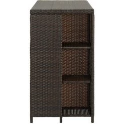 ASUPERMALL Table De Bar Avec Rangement Marron 120x60x110 Cm Resine Tressee -Table haute et bar Soldes 29986921 4