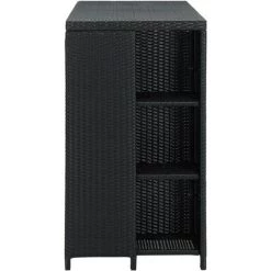 ASUPERMALL Table De Bar Avec Rangement Noir 120x60x110 Cm Resine Tressee -Table haute et bar Soldes 29986925 4