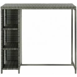 ASUPERMALL Table De Bar Avec Rangement Gris 120x60x110 Cm Resine Tressee -Table haute et bar Soldes 29986931 3