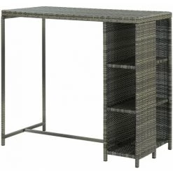ASUPERMALL Table De Bar Avec Rangement Gris 120x60x110 Cm Resine Tressee -Table haute et bar Soldes 29986931 5