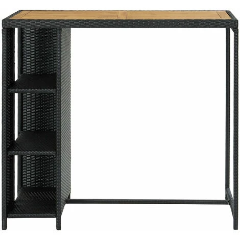 ASUPERMALL Table De Bar Avec Rangement Noir 120x60x110 Cm Resine Tressee 5 ASUPERMALL Table De Bar Avec Rangement Noir 120x60x110 Cm Resine Tressee – Image 3