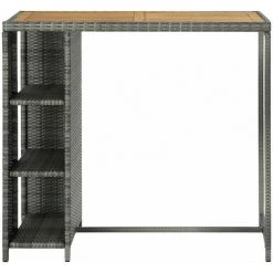 ASUPERMALL Table De Bar Avec Rangement Gris 120x60x110 Cm Resine Tressee 9 ASUPERMALL Table De Bar Avec Rangement Gris 120x60x110 Cm Resine Tressee -Table haute et bar Soldes 29986939 3