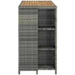 ASUPERMALL Table De Bar Avec Rangement Gris 120x60x110 Cm Resine Tressee 10 ASUPERMALL Table De Bar Avec Rangement Gris 120x60x110 Cm Resine Tressee -Table haute et bar Soldes 29986939 4