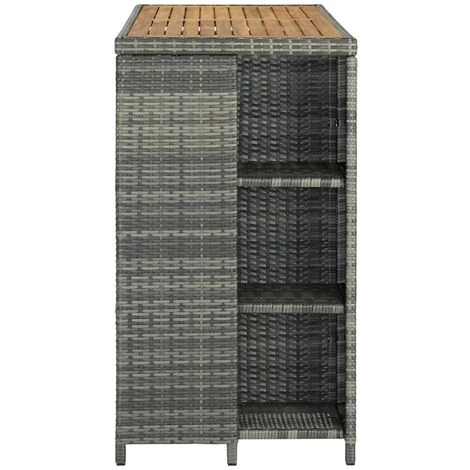 ASUPERMALL Table De Bar Avec Rangement Gris 120x60x110 Cm Resine Tressee 6 ASUPERMALL Table De Bar Avec Rangement Gris 120x60x110 Cm Resine Tressee – Image 4