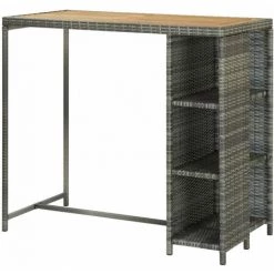 ASUPERMALL Table De Bar Avec Rangement Gris 120x60x110 Cm Resine Tressee 11 ASUPERMALL Table De Bar Avec Rangement Gris 120x60x110 Cm Resine Tressee -Table haute et bar Soldes 29986939 5