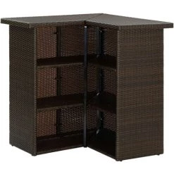 ASUPERMALL Table D'angle De Bar Marron 100x50x105 Cm Resine Tressee -Table haute et bar Soldes 30048453 5