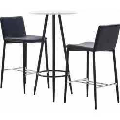 YOUTHUP Ensemble De Bar 3 Pcs Similicuir Noir - Noir