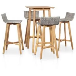YOUTHUP Mobilier à D?ner D'extérieur 5 Pcs Bois D'acacia Solide - Brun