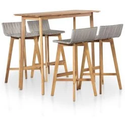 YOUTHUP Mobilier à D?ner D'extérieur 5 Pcs Bois D'acacia Solide - Brun