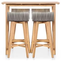 YOUTHUP Mobilier à D?ner D'extérieur 5 Pcs Bois D'acacia Solide - Brun -Table haute et bar Soldes 30092556 3