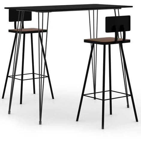 TRUE DEAL Ensemble De Bar 3 Pcs, 1 Table Et 2 Tabourets De Bar Noir 3 TRUE DEAL Ensemble De Bar 3 Pcs, 1 Table Et 2 Tabourets De Bar Noir