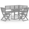 TRUE DEAL Mobilier De Bistro 4 Pcs Bois D'acacia Solide Gris -Table haute et bar Soldes 30121027 1