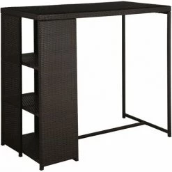 TRUE DEAL Meuble De Bar De Jardin 5 Pcs Et Coussins Résine Tressée Marron -Table haute et bar Soldes 30123689 2