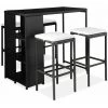 TRUE DEAL Meuble De Bar De Jardin 5 Pcs Et Coussins Résine Tressée Noir -Table haute et bar Soldes 30123697 1