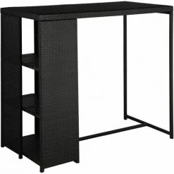 TRUE DEAL Meuble De Bar De Jardin 5 Pcs Et Coussins Résine Tressée Noir -Table haute et bar Soldes 30123697 2