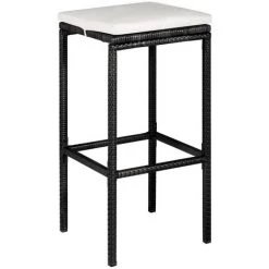 TRUE DEAL Meuble De Bar De Jardin 5 Pcs Et Coussins Résine Tressée Noir -Table haute et bar Soldes 30123697 5