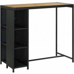 TRUE DEAL Meuble De Bar De Jardin 5 Pcs Et Coussins Résine Tressée Noir -Table haute et bar Soldes 30321046 2