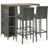 TRUE DEAL Meuble De Bar De Jardin 5 Pcs Et Coussins Résine Tressée Gris -Table haute et bar Soldes 30321047 1