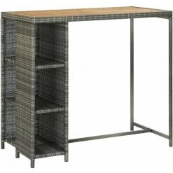 TRUE DEAL Meuble De Bar De Jardin 5 Pcs Et Coussins Résine Tressée Gris -Table haute et bar Soldes 30321047 2
