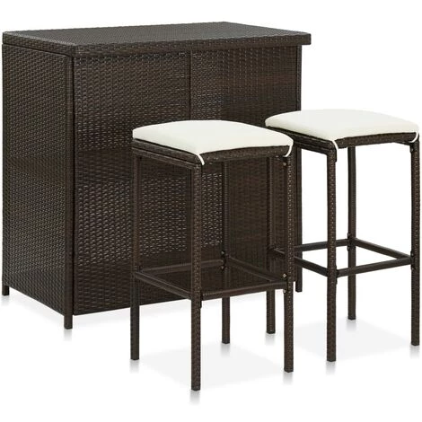 TRUE DEAL Ensemble De Bar 3 Pcs Résine Tressée Marron 3 TRUE DEAL Ensemble De Bar 3 Pcs Résine Tressée Marron