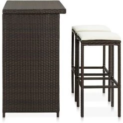 TRUE DEAL Ensemble De Bar 3 Pcs Résine Tressée Marron 9 TRUE DEAL Ensemble De Bar 3 Pcs Résine Tressée Marron -Table haute et bar Soldes 30363452 3