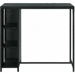 TRUE DEAL Table De Bar Avec Rangement Noir 120x60x110 Cm Résine Tressée -Table haute et bar Soldes 30363458 2