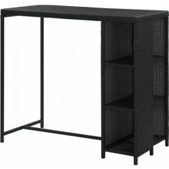 TRUE DEAL Table De Bar Avec Rangement Noir 120x60x110 Cm Résine Tressée -Table haute et bar Soldes 30363458 4