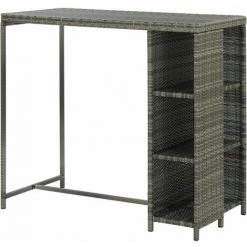TRUE DEAL Table De Bar Avec Rangement Gris 120x60x110 Cm Résine Tressée -Table haute et bar Soldes 30363459 4