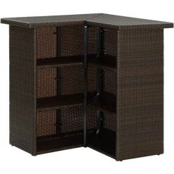 TRUE DEAL Table D'angle De Bar Marron 100x50x105 Cm Résine Tressée -Table haute et bar Soldes 30363462 4